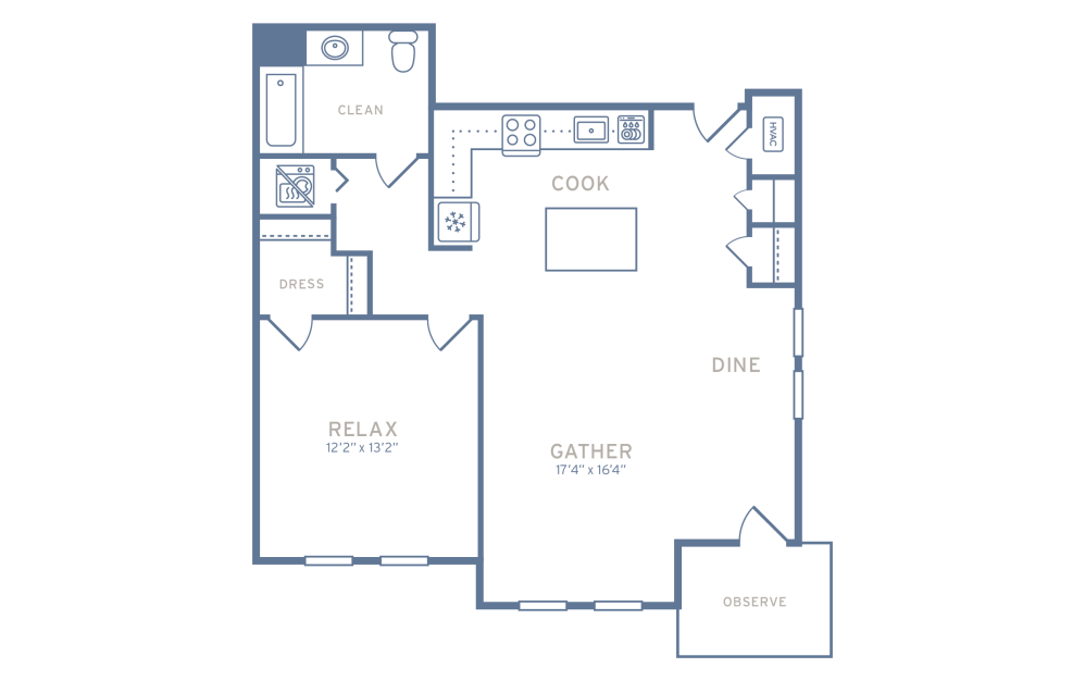 One Bedroom Type A3 - 1 bedroom floorplan layout with 1 bathroom and 800 - 810 square feet